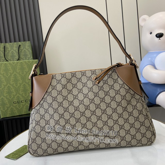 Gucci專櫃古馳最新款購物袋GG圖案條紋織大號肩背包 jh1994型號：815217